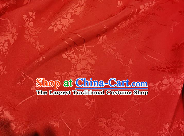 Top Quality Chinese Classical Flowers Pattern Red Silk Material Traditional Asian Hanfu Dress Jacquard Cloth Traditional Satin Fabric