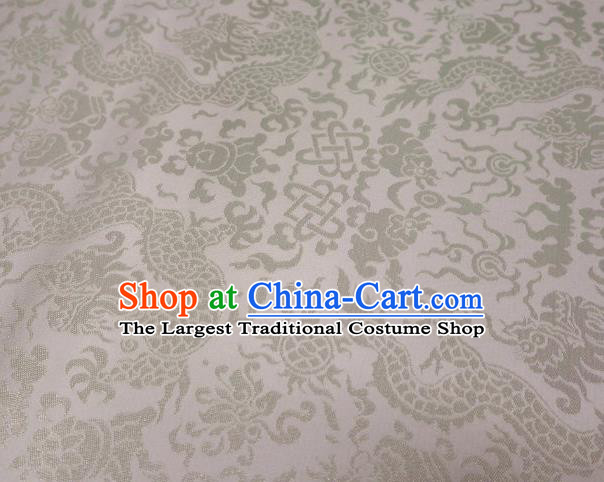 Chinese Classical Imperial Dragon Pattern Design White Brocade Fabric Asian Traditional Tapestry Satin Material DIY Cloth Damask