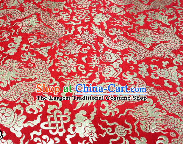 Chinese Classical Imperial Dragon Pattern Design Red Brocade Fabric Asian Traditional Tapestry Satin Material DIY Cloth Damask