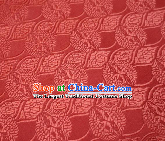 Top Quality Japanese Classical Double Cranes Pattern Red Satin Material Asian Traditional Brocade Kimono Belt Nishijin Cloth Fabric