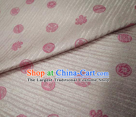 Top Quality Japanese Classical Pattern White Satin Material Asian Traditional Brocade Kimono Nishijin Tapestry Cloth Fabric