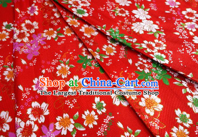 Red Top Quality Japanese Kimono Classical Sakura Pattern Tapestry Satin Material Asian Traditional Cloth Brocade Nishijin Fabric