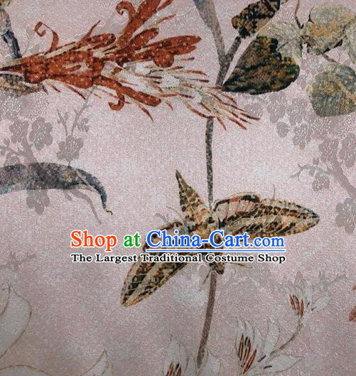 Chinese Classical Butterfly Flowers Pattern Pink Watered Gauze Hanfu Dress Brocade Cheongsam Cloth Fabric Asian Top Quality Silk Material