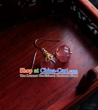 Chinese Handmade Wine Red Pumpkin Earrings Traditional Hanfu Ear Jewelry Accessories Ancient Princess Eardrop for Women