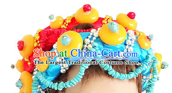 Chinese Traditional Tibetan Nationality Hair Accessories Decoration Handmade Zang Ethnic Stage Show Headdress for Women