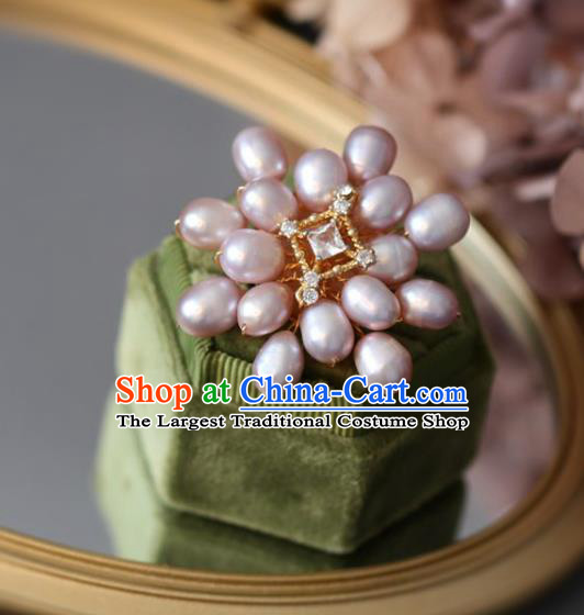 Top Grade Classical Pink Pearls Brooch Accessories Handmade Cheongsam Crystal Breastpin for Women