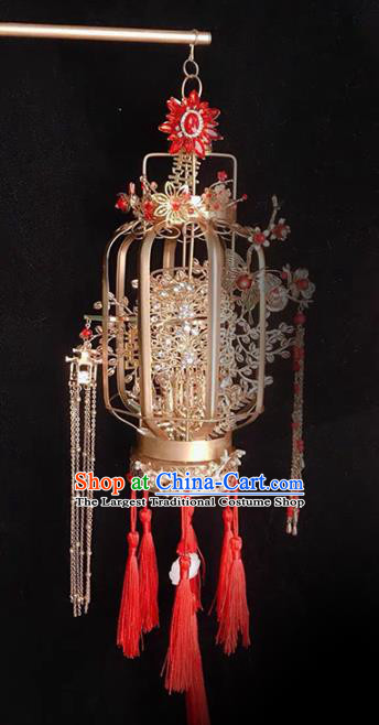 Handmade Chinese Wedding Prop Golden Lantern Top Grade Bride Accessories Photography Portable Lamp for Women