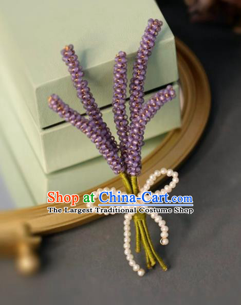 Top Grade Classical Purple Beads Lavender Brooch Accessories Handmade Sweater Bouquet Breastpin Ornaments for Women