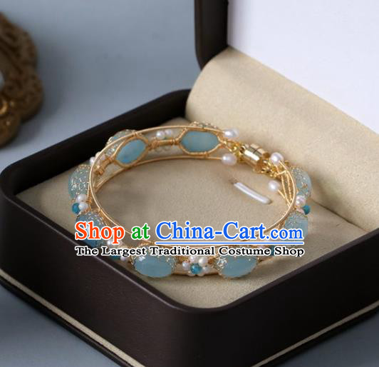 Baroque Handmade Jewelry Accessories European Novel Design Aquamarine Bracelet for Women