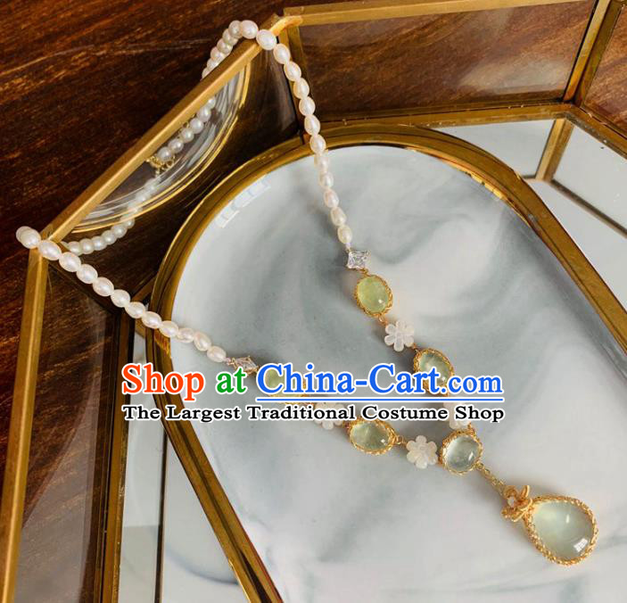 Baroque Handmade Pearls Jewelry Accessories European Novel Design Prehnite Necklace for Women