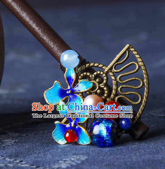 Chinese Traditional Cloisonne Fragrans Hairpins Hair Accessories Decoration Handmade Hair Accessories Wood Hair Clip for Women