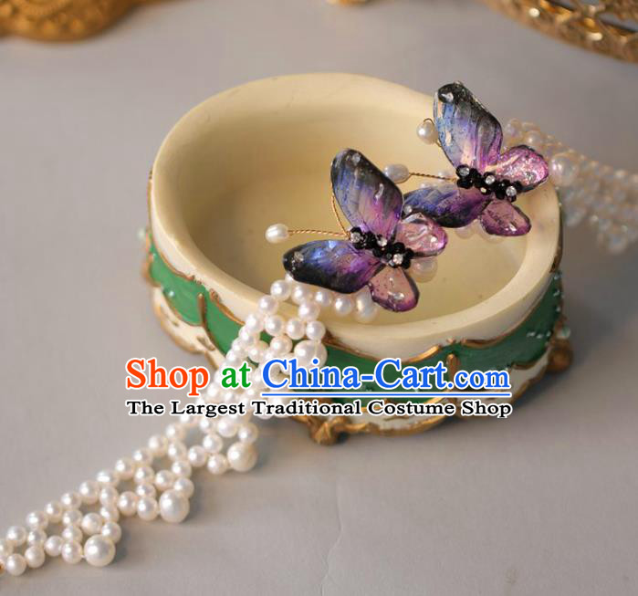 Baroque Handmade Purple Butterfly Necklace Jewelry Accessories European Novel Design Necklet for Women