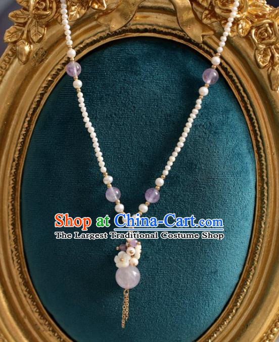 Baroque Handmade Amethyst Jewelry Accessories European Novel Design Pearls Necklace for Women