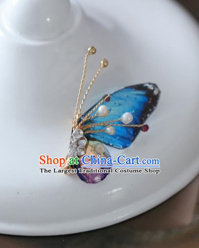 Top Grade Classical Blue Butterfly Brooch Accessories Handmade Sweater Breastpin Ornaments for Women