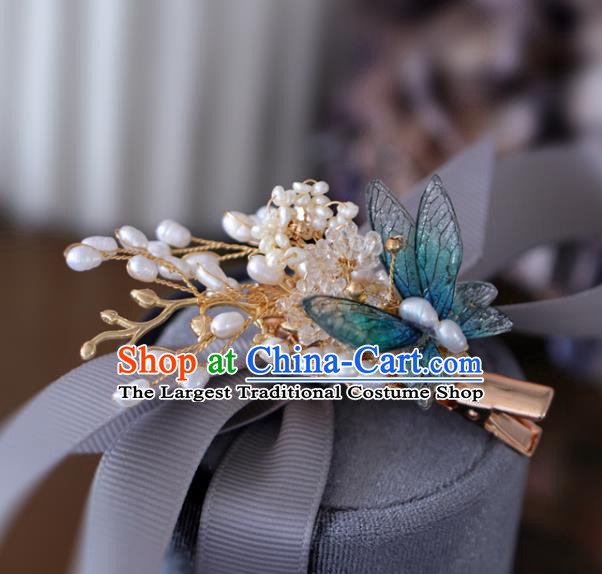 Handmade Retro Green Butterfly Flowers Hair Claw Top Grade Hair Accessories Hair Stick Pearls Hair Pin for Women