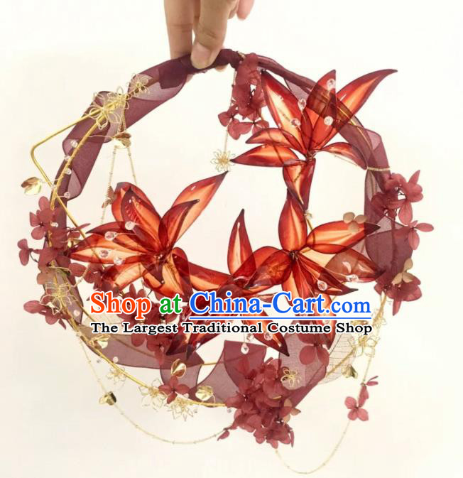 Baroque Princess Bridal Bouquet Handmade Wedding Accessories Photography Prop Red Flowers Ball for Women