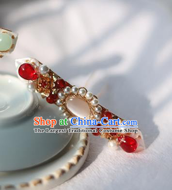 Handmade Chinese Tang Dynasty Opal Hair Clip Hair Accessories Traditional Classical Hanfu Headwear Ancient Princess Pearls Hairpins for Women