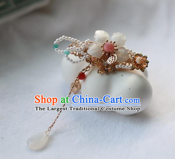 Handmade Chinese Pearls Hair Claw Traditional Classical Hanfu Hair Accessories Ancient Princess Shell Plum Hairpins for Women