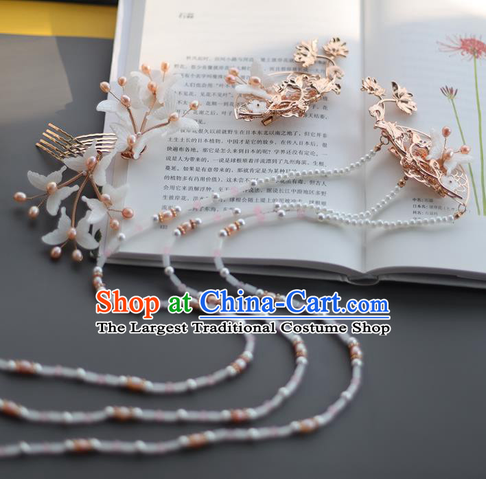 Chinese Classical Hair Combs Traditional Hanfu Hair Accessories Handmade Tassel Hairpins Complete Set