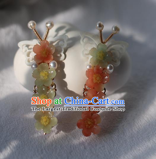 Handmade Chinese Plum Hair Claws Traditional Classical Hanfu Hair Accessories Ancient Princess Shell Butterfly Hairpins for Women