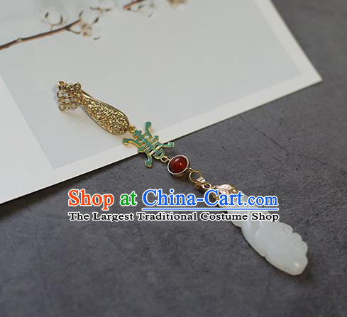 Top Grade Chinese Classical Qing Dynasty Brooch Accessories Handmade Ancient Hanfu Jade Waist Pendant for Women