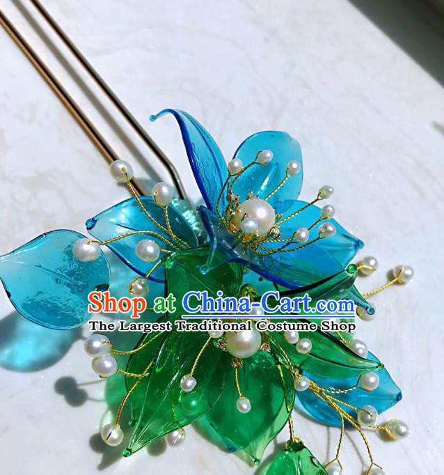 Handmade Chinese Court Princess Flowers Hairpins Traditional Classical Hair Accessories Ancient Qing Dynasty Hair Clip for Women