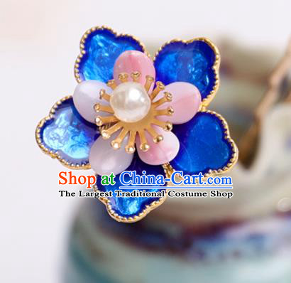 Handmade Chinese Classical Blueing Flower Hairpins Traditional Hair Accessories Ancient Hanfu Hair Clip for Women