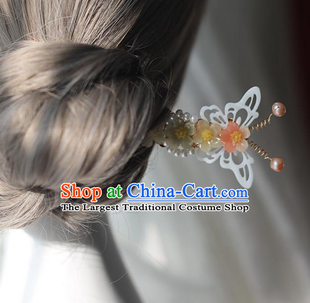 Handmade Chinese Pearls Hair Clip Traditional Classical Hanfu Hair Accessories Ancient Princess Shell Butterfly Hairpins for Women