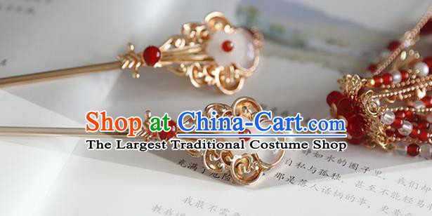 Handmade Chinese Classical Golden Hairpins Traditional Hair Accessories Ancient Tang Dynasty Hanfu Hair Clip for Women