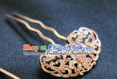 Handmade Chinese Ming Dynasty Court Hair Clip Traditional Hair Accessories Ancient Noble Lady Golden Hairpins for Women