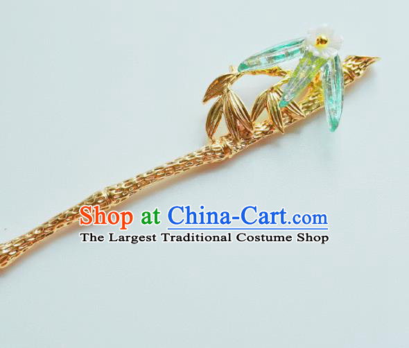 Handmade Chinese Golden Bamboo Hair Clip Traditional Hair Accessories Ancient Hanfu Classical Hairpins for Women