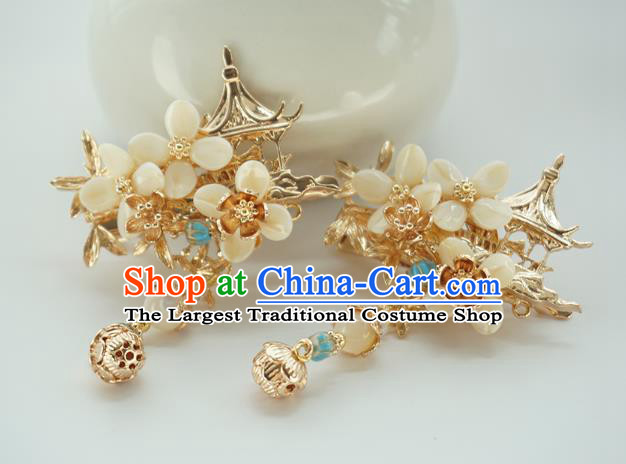 Handmade Chinese Golden Hair Claws Traditional Hair Accessories Ancient Court Classical Bell Tassel Hair Stick for Women