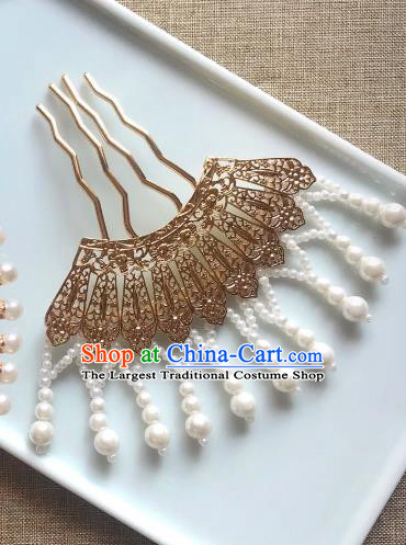 Handmade Chinese Song Dynasty Empress Hair Clip Traditional Hair Accessories Ancient Queen Golden Hairpins for Women