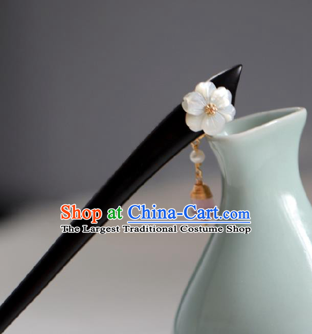 Chinese Cheongsam Ebony Hair Clip Traditional Hanfu Hair Accessories Handmade Shell Plum Hairpins for Women