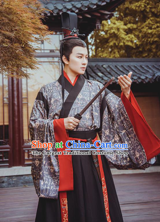 Traditional Chinese Jin Dynasty Prince Hanfu Apparels Ancient Nobility Childe Historical Costumes Full Set for Men