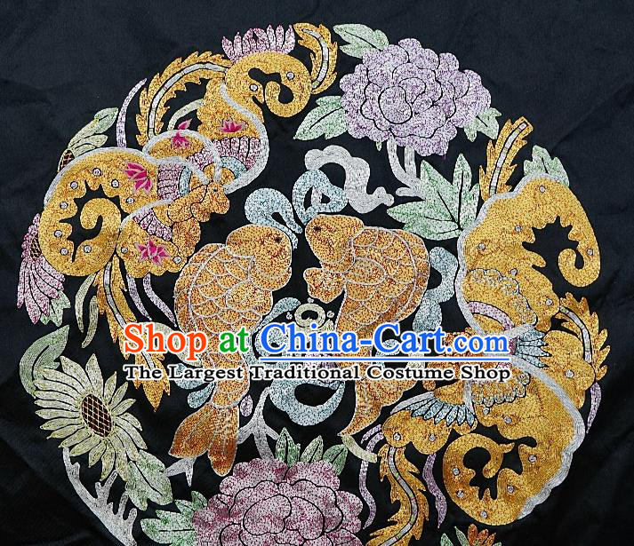 Chinese Traditional Embroidered Lilac Peony Butterfly Carps Fabric Patches Handmade Embroidery Craft Embroidering Decorative Picture