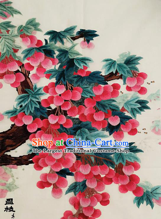 Chinese Traditional Embroidered Hawthorn Decorative Painting Handmade Embroidery Craft Embroidering Cloth Picture