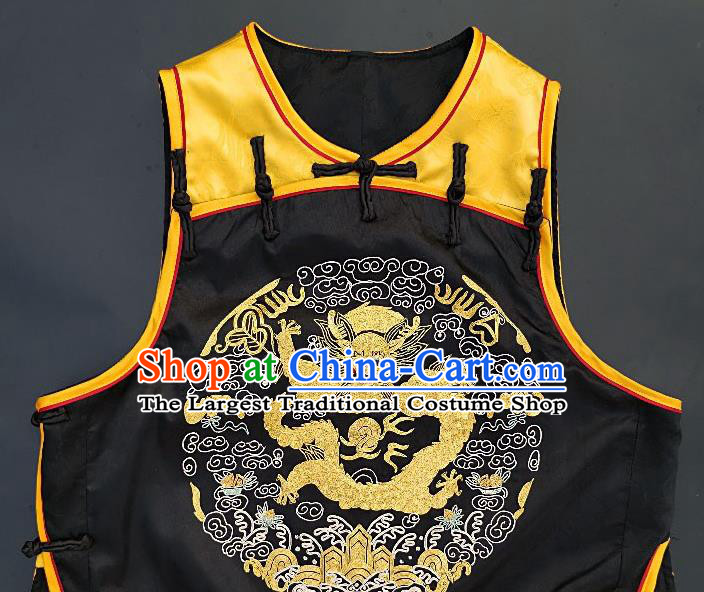 Chinese Traditional Embroidered Dragon Vest Handmade Embroidery Costume Tang Suit Yellow Silk Waistcoat for Women