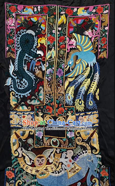 Chinese Traditional Embroidered Fabric Patches Handmade Embroidery Craft Miao Ethnic Accessories Embroidering Dragon Phoenix Applique