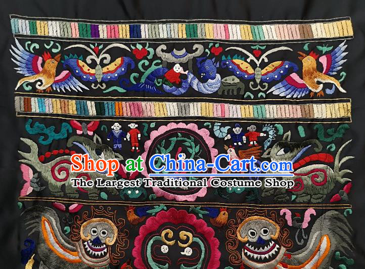 Chinese Traditional Embroidered Butterfly Fabric Patches Handmade Embroidery Craft Miao Ethnic Accessories Embroidering Lion Applique