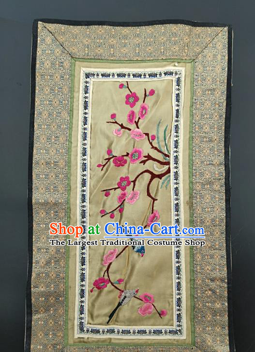 Chinese Traditional Embroidered Pink Plum Blossom Picture Handmade Embroidery Craft Embroidering Silk Decorative Painting