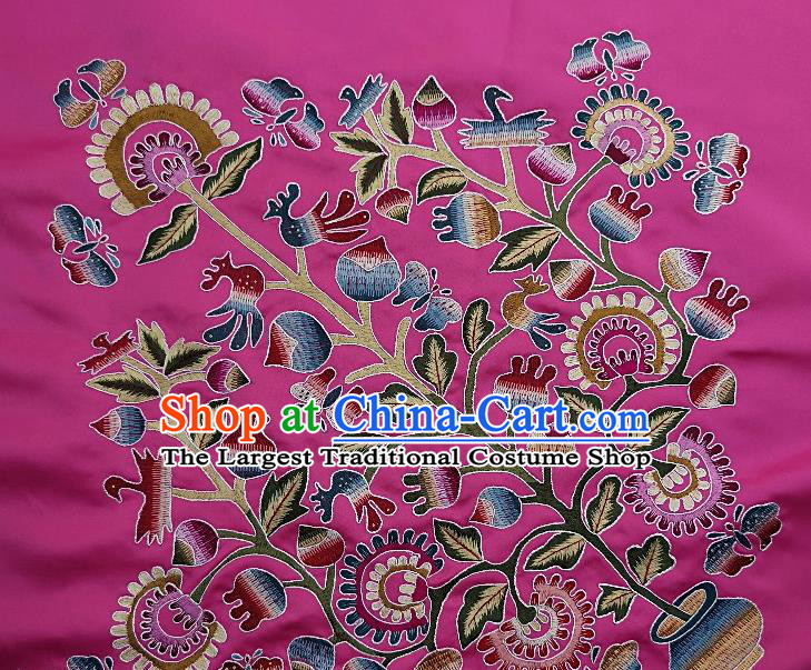 Traditional Chinese Embroidered Flowers Fabric Patches Handmade Embroidery Craft Accessories Embroidering Rosy Silk Cushion Applique