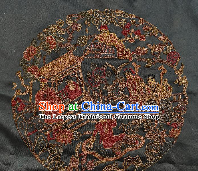 Chinese Traditional Embroidered Red Cloth Character Painting Handmade Embroidery Craft Embroidering Silk Decorative Picture
