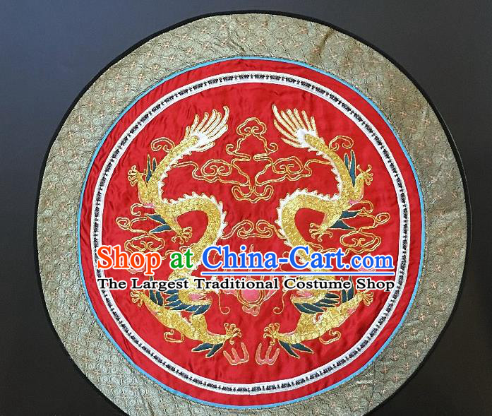 Traditional Chinese Embroidered Dragons Red Fabric Hand Embroidering Dress Round Applique Embroidery Cushion Patches Accessories