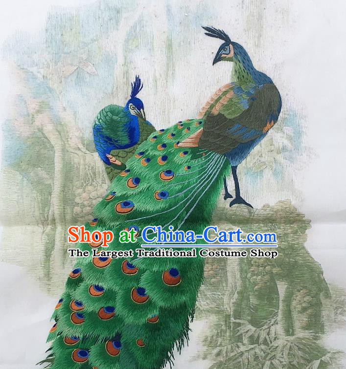 Traditional Chinese Embroidered Peacock Fabric Hand Embroidering Dress Applique Embroidery Veil Patches Accessories