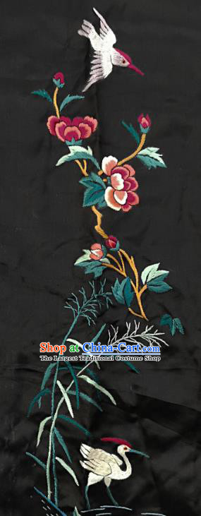 Chinese National Embroidered Bird Peony Black Silk Painting Traditional Handmade Embroidery Craft Embroidering Decorative Wall Picture