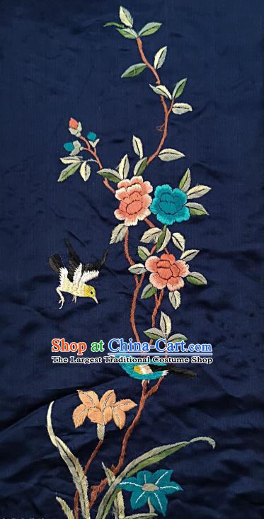 Chinese National Embroidered Yellow Bird Peony Silk Painting Traditional Handmade Embroidery Craft Embroidering Decorative Wall Picture