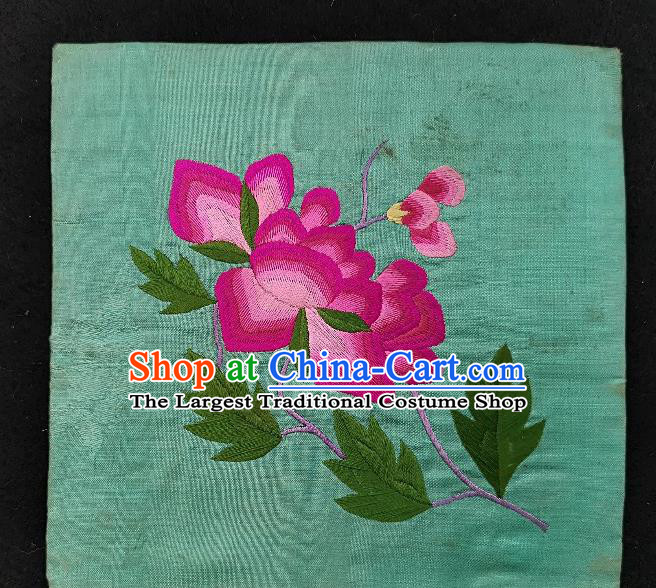 Traditional Chinese Embroidered Lotus Green Silk Patches Handmade Embroidery Fabric Accessories Embroidering Dress Applique