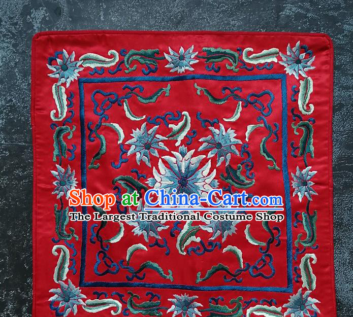Traditional Chinese Embroidered Flowers Fabric Hand Embroidering Dress Applique Embroidery Red Silk Patches Pillowslip Accessories