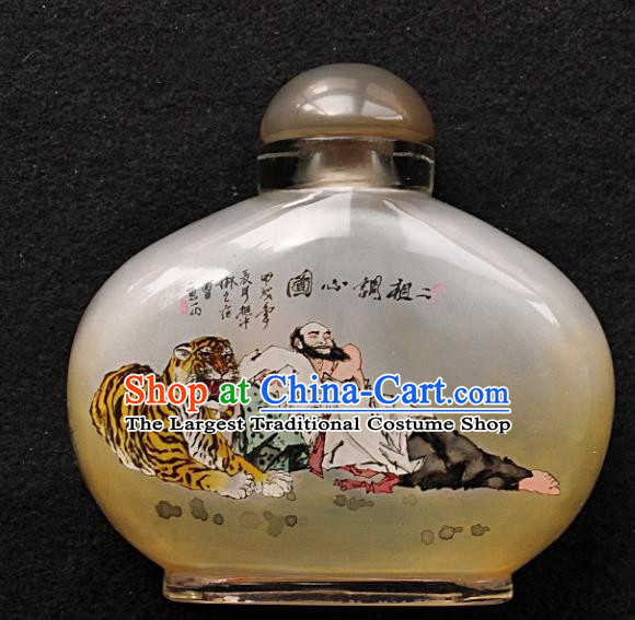 Chinese Handmade Snuff Bottle Traditional Inside Painting Tiger God Snuff Bottles Artware